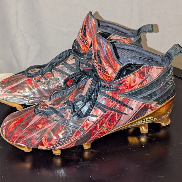 ADIDAS Cleats Mens 8 Freak X Kevlar Mid Black Orange TD Football Futbol Soccer - Picture 3 of 9